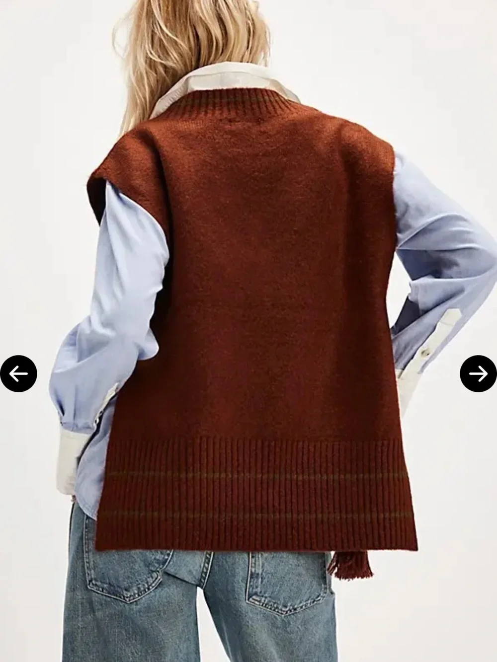Free People All-Star Striped Poncho Sweater Vest NWT Boho Tassel Knit